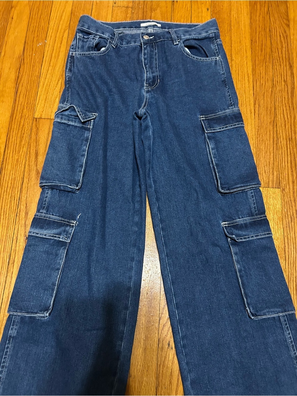 PacSun Dark Wash 90's Baggy Cargo Pants Jeans Blue SZ-26‎ - Picture 3 of 11